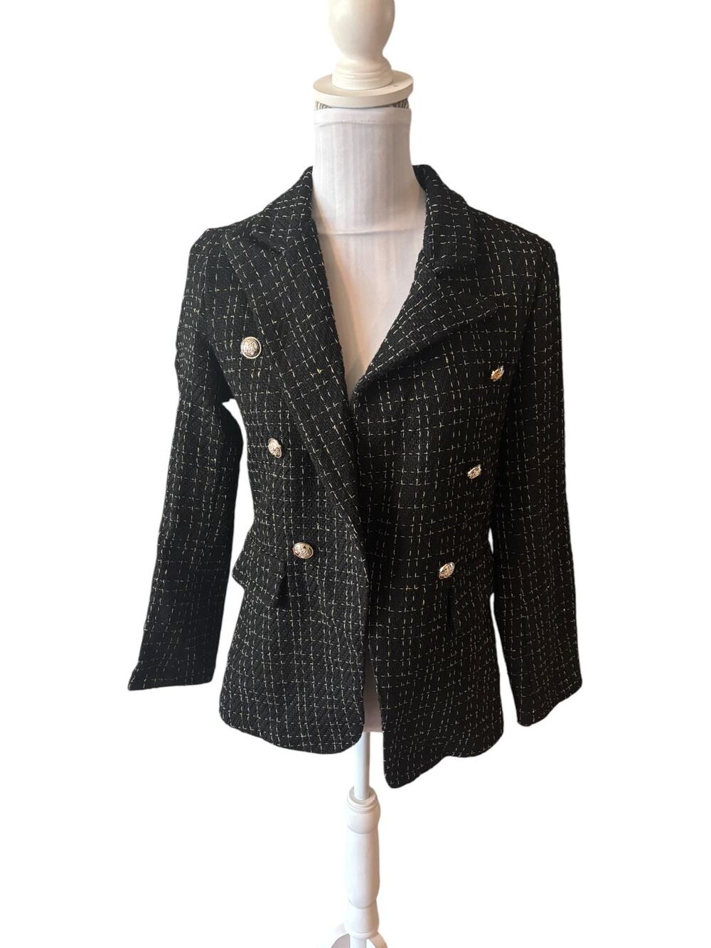 SHEIN Black & Gold Blazer Size 4